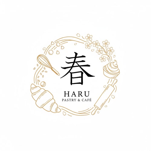AI Design for A pastry logo with Haru, it should be have pastry eleman