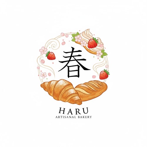 AI Design for A pastry logo with Haru, it should be have pastry element