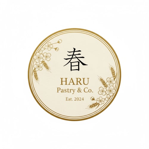 AI Design for A pastry logo with Haru means spring, classic logo.