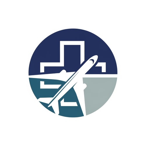 AI Design for Flyhealth logo a unique airplan symbol round only logo not use text