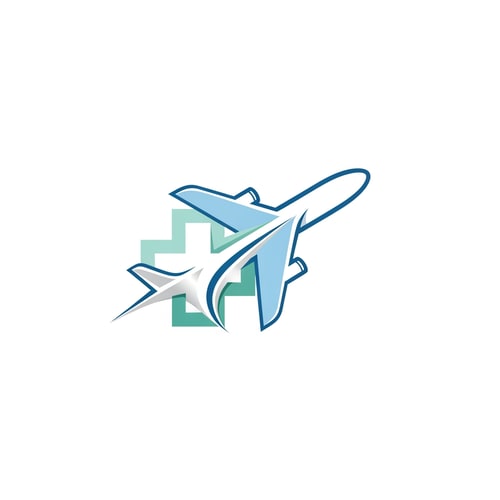 AI Design for Flyhealth a medical tourism logo airplan symbol only logo not use text