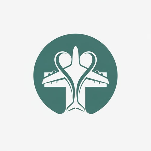 AI Design for Flyhealth logo a unique airplan symbol round only logo not use text