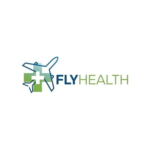 AI Design for Flyhealth logo a unique airplan symbol