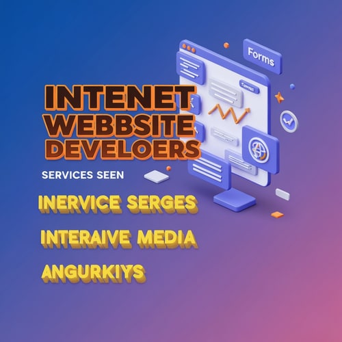 AI Design for give me a social media post of Internet Website Developers, text showing services seen in 3d color is dark orange & yellow