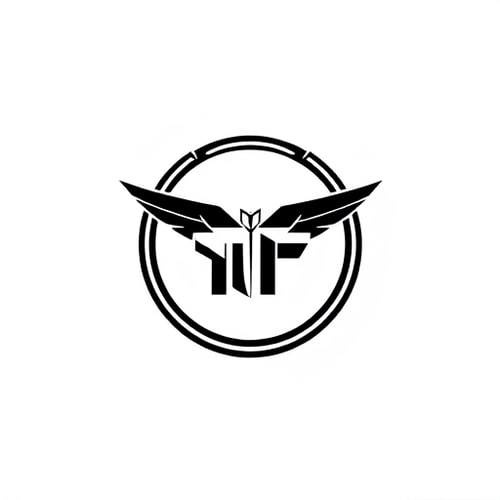 AI Design for a plane minimilist vector black logo with theme ofa gym for mu brand team fit logo should include two letters TF