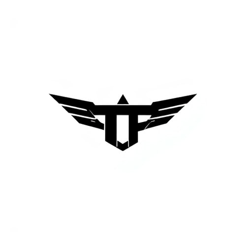 AI Design for a plane minimilist vector black logo with theme ofa gym for mu brand team fit logo should include two letters TF