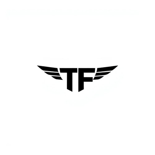 AI Design for a plane minimilist vector black logo with theme ofa gym for mu brand team fit logo should include two letters TF . minimilist simple onoly letters no words