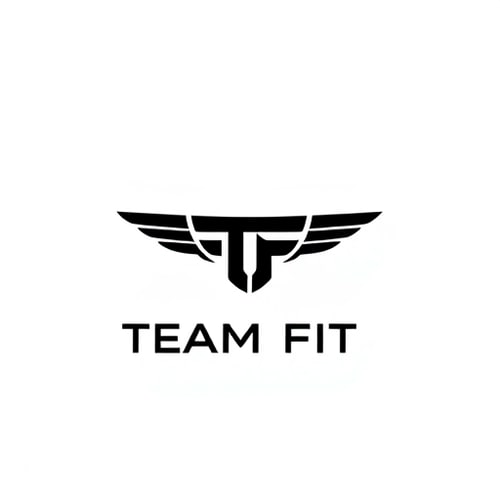 AI Design for a plane minimilist vector black logo with theme ofa gym for mu brand team fit logo should include two letters TF . minimilist simple onoly letters no words
