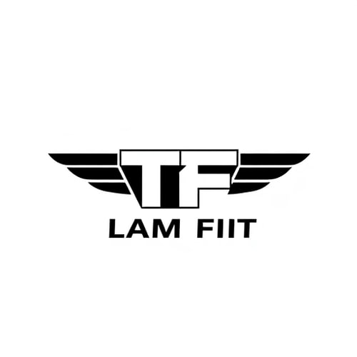 AI Design for a plane minimilist vector black logo with theme ofa gym for mu brand team fit logo should include two letters TF . minimilist simple onoly letters no words  and add simple minimlist pland dumble vector on  sides make short and simple minimilist logo