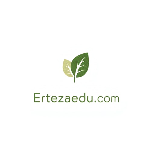 AI Design for Minimalist for a modern, sustainable clothing brand named "Ertezaedu.com": Abstract leaf motif with subtle texture, earthy tones of forest green, moss, and a hint of natural beige, clean and sans-serif font. Design with inspiration from Scandinavian design and organic forms, using a negative space effect within the leaf to subtly incorporate the brand initial, and a solid white background.