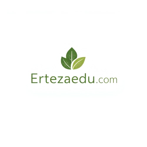 AI Design for Minimalist for a modern, sustainable clothing brand named "Ertezaedu.com": Abstract leaf motif with subtle texture, earthy tones of forest green, moss, and a hint of natural beige, clean and sans-serif font. Design with inspiration from Scandinavian design and organic forms, using a negative space effect within the leaf to subtly incorporate the brand initial, and a solid white background.