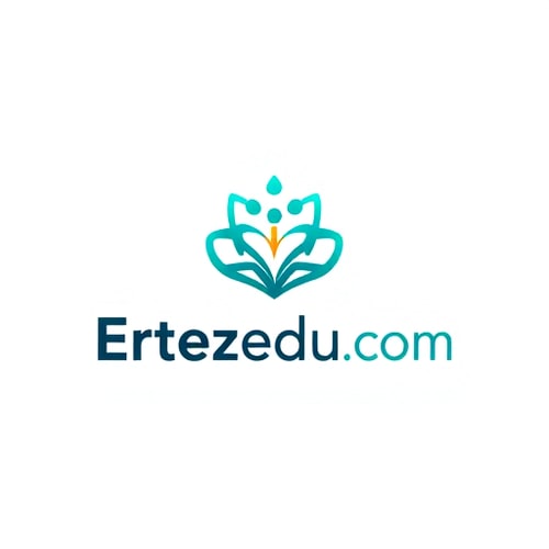 AI Design for Minimalist logo for an educational technology company named "Ertezaedu.com": Abstract representation of knowledge growth and connection, with a focus on digital learning pathways, Teal, blue, and subtle gold, Clean and modern sans-serif font with a slightly rounded edge. Design inspired by data visualization and geometric patterns, with smooth gradients and subtle glowing effects, on a white background.