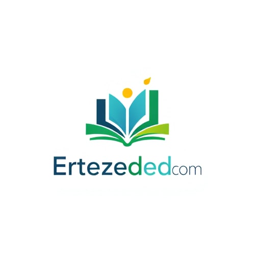 AI Design for Minimalist for an educational platform named "Ertezaedu.com": an abstract representation of growth and knowledge, encompassing a book or an upward-trending graph, Modern and clean, with a primary palette of deep blues and vibrant greens, accented by a touch of warm yellow, sans-serif font, clean and legible, inspired by flat design and modern digital interfaces, abstract shapes with subtle gradients, solid background