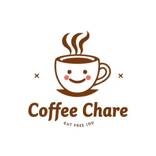 AI Design for coffee shop logo with coffee mug and yummy emoji