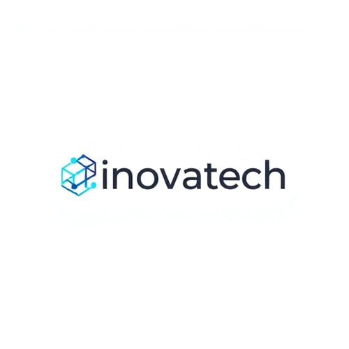 AI Design for Minimalist for a modern tech startup named "Innovatech": Abstract geometric representation of a connected network, electric blue and charcoal grey, clean sans-serif typeface. Design with a focus on scalability and digital integration, sleek lines and subtle gradients, white background.