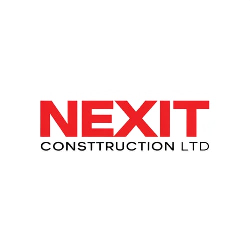 AI Design for NEXIT CONSTRUCTION LTD CIVIL WORK BUILDING AND CONSTRUCTION RELIABILITY AND EXCELLENCE RED AND WHITEMAKING A GOOD DESIGNS OR LOGO