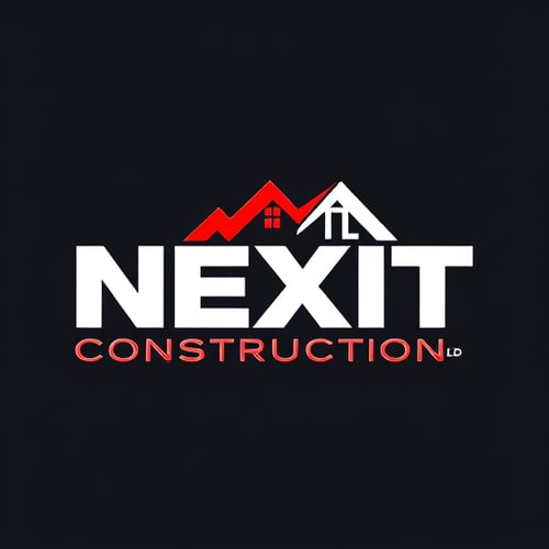 AI Design for NEXIT CONSTRUCTION LTD CIVIL WORK BUILDING AND CONSTRUCTION RELIABILITY AND EXCELLENCE RED AND WHITEMAKING A GOOD DESIGNS OR LOGO