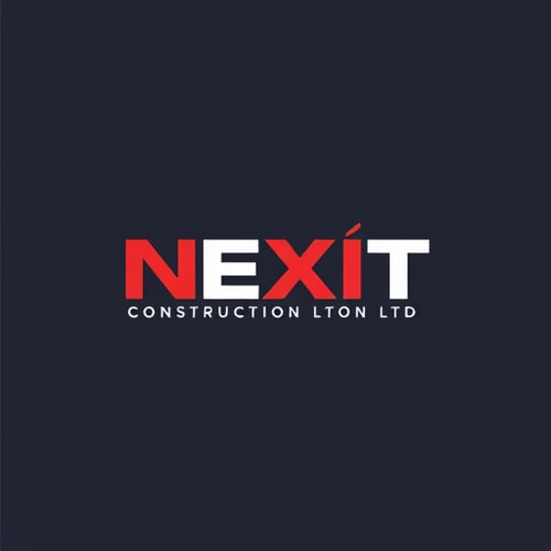 AI Design for NEXIT CONSTRUCTION LTD CIVIL WORK BUILDING AND CONSTRUCTION RELIABILITY AND EXCELLENCE RED AND WHITEMAKING A GOOD DESIGNS OR LOGO