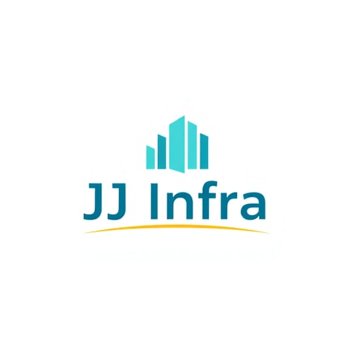 AI Design for A logo design featuring the word "JJ Infra" set in a clean, modern sans-serif typeface in small size . The "J" in "JJ Infra" subtly transforms into meaningful symbol for buildings and construction, suggesting growth and progress, with a gentle gradient of teal to dark blue. Beneath the logo, a thin, horizontal line in gold adds a touch of sophistication, Above the word 'JJ Infra' create unique bold symbol for budlings and constructions  and infrastructure that specify to the construction business ,while the background is a crisp white, ensuring readability and a professional feel. The overall design is minimalist yet impactful, embodying trust and forward momentum for a performance-driven brand. The symbol should have Hidden D letter in it