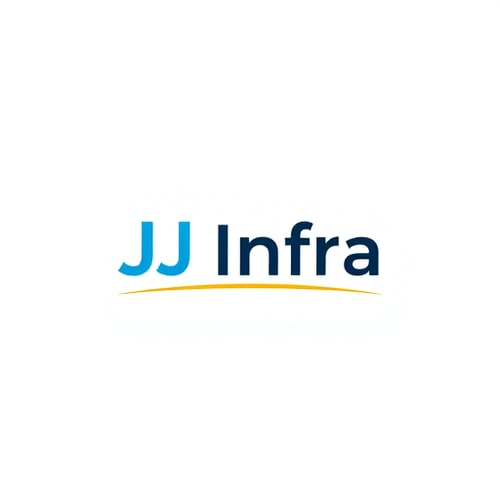 AI Design for A logo design featuring the word "JJ Infra" set in a clean, modern sans-serif typeface in small size . The "J" in "JJ Infra" subtly transforms into meaningful symbol for buildings and construction, suggesting growth and progress, with a gentle gradient of teal to dark blue. Beneath the logo, a thin, horizontal line in gold adds a touch of sophistication, Above the word 'JJ Infra' create unique bold symbol for budlings and constructions  and infrastructure that specify to the construction business ,while the background is a crisp white, ensuring readability and a professional feel. The overall design is minimalist yet impactful, embodying trust and forward momentum for a performance-driven brand. The symbol should have Hidden D letter in it
