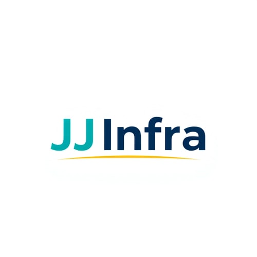 AI Design for A logo design featuring the word "JJ Infra" set in a clean, modern sans-serif typeface in small size . The "J" in "JJ Infra" subtly transforms into meaningful symbol for buildings and construction, suggesting growth and progress, with a gentle gradient of teal to dark blue. Beneath the logo, a thin, horizontal line in gold adds a touch of sophistication, Above the word 'JJ Infra' create unique bold symbol for budlings and constructions  and infrastructure that specify to the construction business ,while the background is a crisp white, ensuring readability and a professional feel. The overall design is minimalist yet impactful, embodying trust and forward momentum for a performance-driven brand. The symbol should have Hidden D letter in it