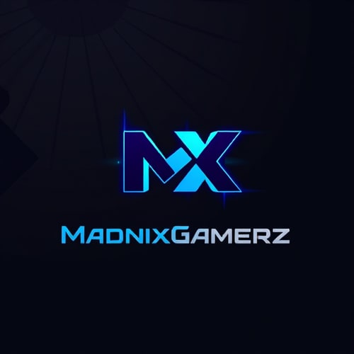 AI Design for Minimalist logo for a gaming brand named "MadniXGamerz": Abstract geometric shapes and a stylized "MX" monogram, Electric blue, deep purple, and black, Sharp, modern sans-serif font. Design inspired by futuristic tech and abstract art, with clean lines and subtle gradients, incorporating a subtle glow effect on the "MX" element, on a dark, subtle textured background.