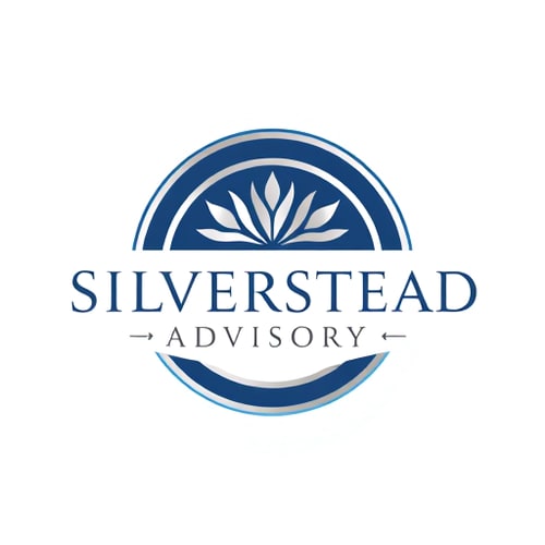 AI Design for silverstead advisory company logo colors would be silver and navy blue, maybe circular or something formal and smart it's a finance company