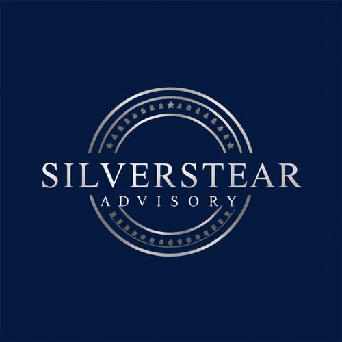 AI Design for silverstead advisory company logo colors would be silver and navy blue, maybe circular or something formal and smart it's a finance company