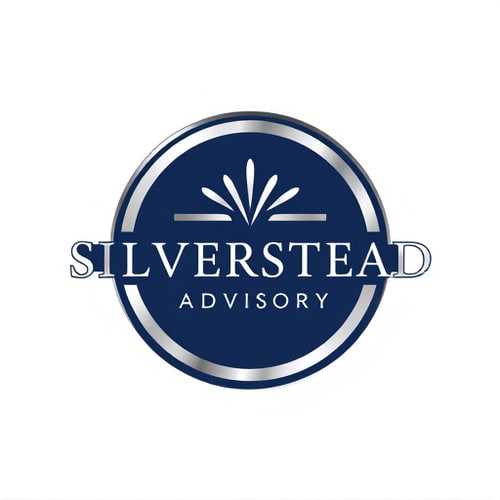 AI Design for silverstead advisory company logo colors would be silver and navy blue, maybe circular or something formal and smart it's a finance company