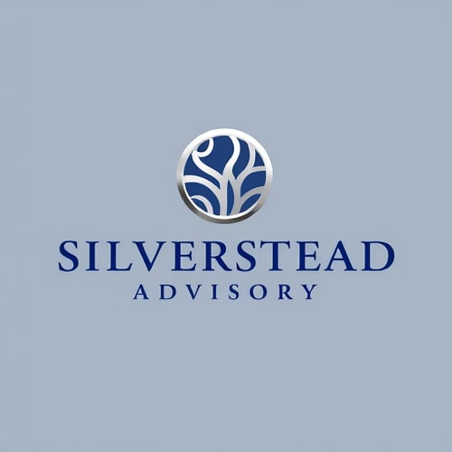 AI Design for silverstead advisory company logo colors would be silver and navy blue, maybe circular or something formal and smart it's a finance company