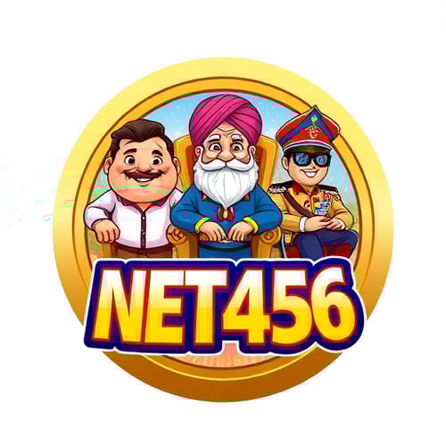 AI Design for Design a stunning, professional 3D cartoon-style logo for a YouTube channel named 'Cartoon NET456'. The logo should be inside a golden circular frame with the channel name written in large, bold, and vibrant letters. Inside the circle, include colorful and fun cartoon characters: a chubby and funny man, a wise old man with a royal turban, and a modern Indian soldier sitting on majestic thrones. The background should feature a hint of a futuristic, colorful cityscape. The entire design should be bright, eye-catching, and rendered in ultra-high-quality 8K cartoon style, perfect for a YouTube profile logo."Logo Design: