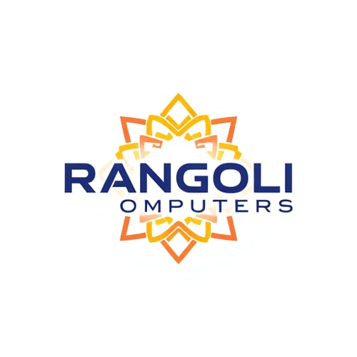 AI Design for design a logo for computer center named as rangoli computers. make sure to add colours in the logo