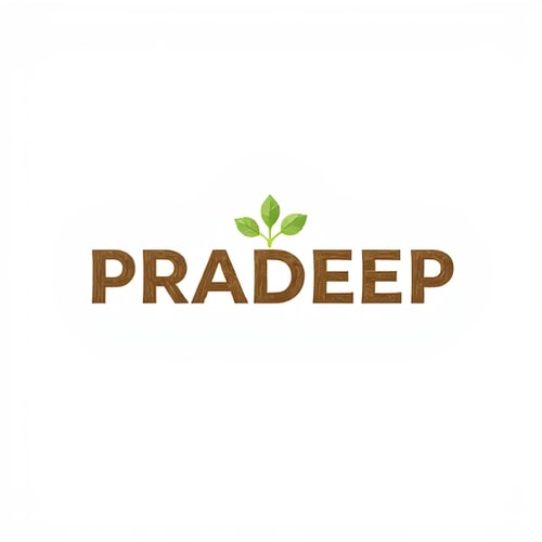 AI Design for PRADEEP Logo written with leaf wood and craft in modern design
