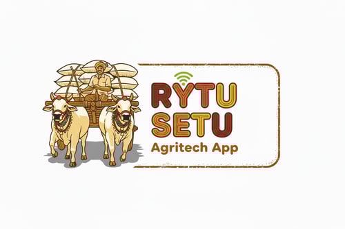 AI Design for i need a logo for "RYTU SETU" keeping the element of attached file on the left side.give me a retro and appealing font to agritech app based in India