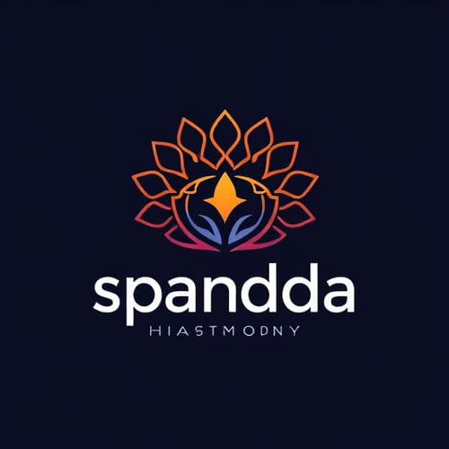 AI Design for create a logo. name:spanda harmony. spanda means creative vibration, devine pulsation. the source
