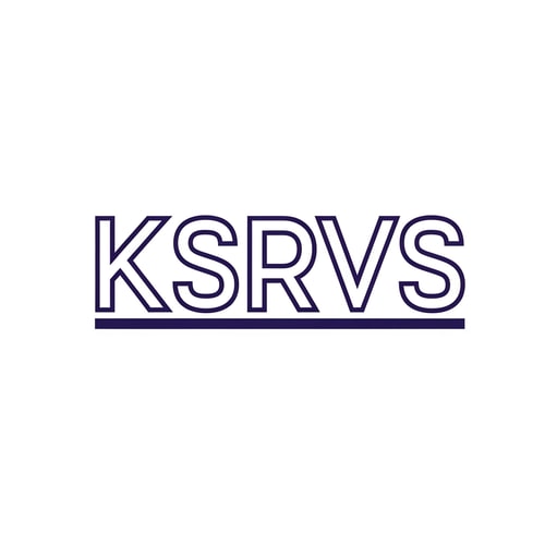 AI Design for A modern, abstract wordmark logo featuring the text "KSRVS" — Centered, clean, highly geometric composition emphasizing a strong horizontal baseline; isolated on the canvas — Deep indigo blue and crisp white high-contrast palette suitable for branding — Flat, even studio light suitable for a digital graphic; professional and sleek mood — Minimalist vector graphic design with hard edges and clean lines; exploration of a highly geometric sans-serif typeface — Keep text/logos/labels EXACTLY unchanged; no rewriting, redrawing, correcting, or adding any text; the text must be "KSRVS"; avoid 3D effects or complex textures — Isolated on a pure white background suitable for transparency.