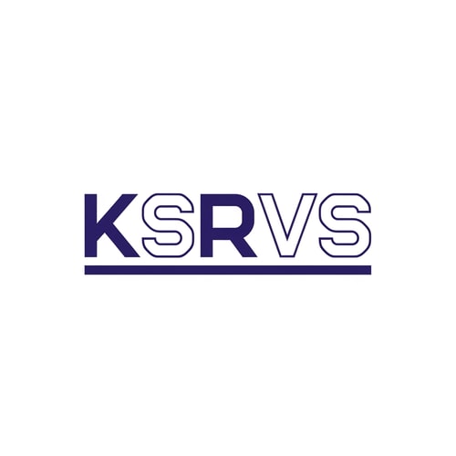 AI Design for A modern, abstract wordmark logo featuring the text "KSRVS" — Centered, clean, highly geometric composition emphasizing a strong horizontal baseline; isolated on the canvas — Deep indigo blue and crisp white high-contrast palette suitable for branding — Flat, even studio light suitable for a digital graphic; professional and sleek mood — Minimalist vector graphic design with hard edges and clean lines; exploration of a highly geometric sans-serif typeface — Keep text/logos/labels EXACTLY unchanged; no rewriting, redrawing, correcting, or adding any text; the text must be "KSRVS"; avoid 3D effects or complex textures — Isolated on a pure white background suitable for transparency.