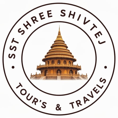 AI Design for ST SHRI SHIVTEJ TOUR'S & TRAVELS ,round shape in text shree shivtej up side & tour's & travels dowun side