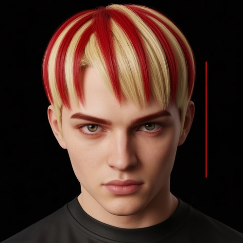 AI Design for change the red stripes in his hair to blonde