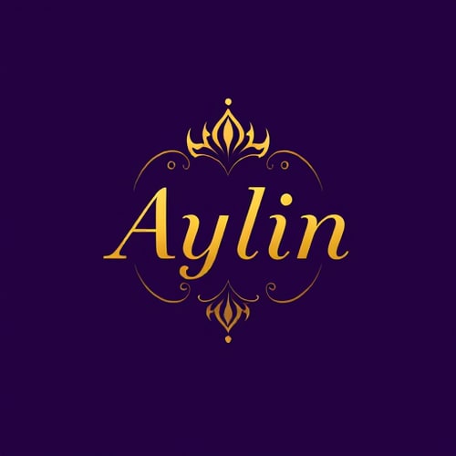 AI Design for i need simple logo name Aylin color: purple and gold