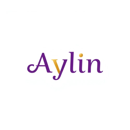 AI Design for i need simple logo name Aylin color: purple and gold