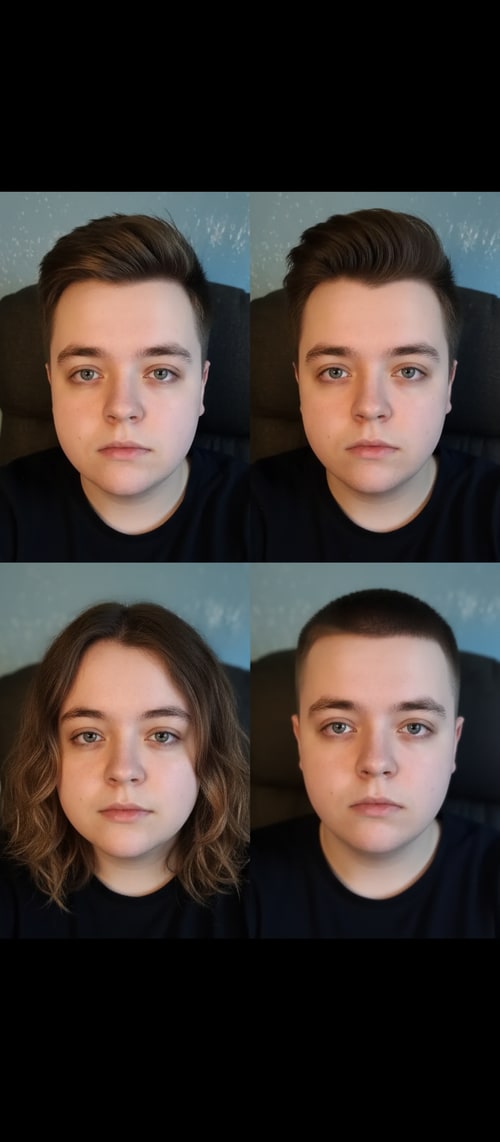 AI Design for this is a 21 year old, show me fitting hairstyles for his face.