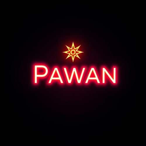 AI Design for a cricle in pawan name and background neon light