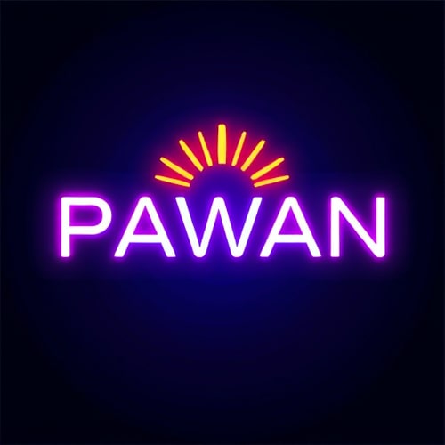 AI Design for a cricle in pawan name and background neon light