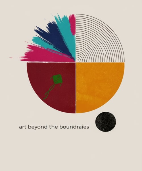 AI Design for 'art beyond the bounderies' make a theme based logo