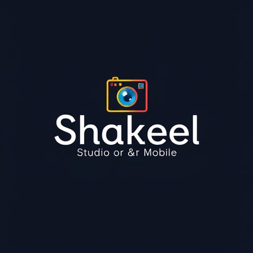 AI Design for Shakeel Studio & Mobile logo with camera icon fancy logo generate