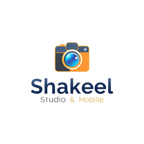AI Design for Shakeel Studio & Mobile logo with camera icon fancy logo generate