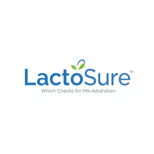 AI Design for create a logo for a company with the name "LactoSure" Which checks for milk adultration try to encompass the logo in the text