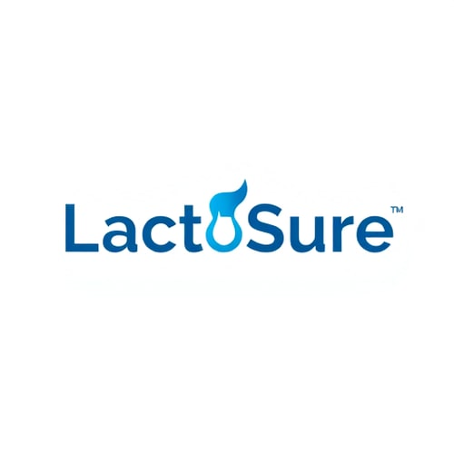 AI Design for create a logo for a company with the name "LactoSure" Which checks for milk adultration try to encompass the logo in the text
