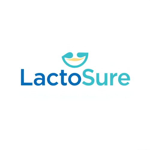 AI Design for create a logo for a company with the name "LactoSure" Which checks for milk adultration